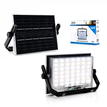 200W GÜNEŞ ENERJİLİ LED IŞIK SOLAR PROJEKTÖR - FENER KAMP - DIŞ MEKAN 3 FARKLI LED IŞIK 348961 LMB (5047)