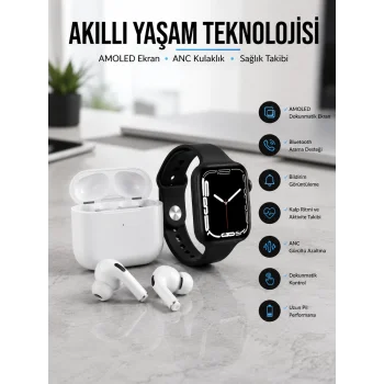 2025 Model Akıllı Saat ve Yeni Nesil Pro Bluetooth Kulaklık TWS Yüksek Ses Kaliteli