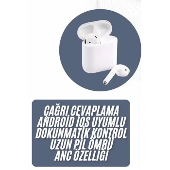 2025 Model Çağrı Cevaplayabilen Bluetooth Kulaklık Beyaz Dokunmatik Kontrol