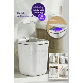 20l Uv Işık Antibakteriyel Akıllı Koku Geçirmez Teknolojik Sensörlü Çöp Kovası Ofis Banyo Mutfak