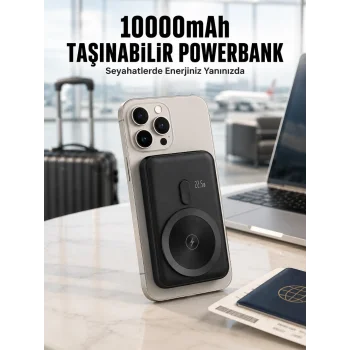 22.5W Hızlı Şarj Destekli Manyetik Powerbank Kompakt Tasarım Yeni Nesil