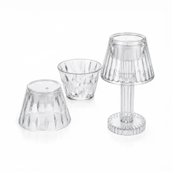 24 ADET KRİSTAL DAMLALI MUMLUK - MASA LAMBA ABAJUR MİNİ PİLLİ (5047)