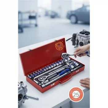 25 Parça Profesyonel Heavy Duty Lokma Takımı - 1/2 Cırcır Kolu ve Çelik Soket Seti (Çantalı)