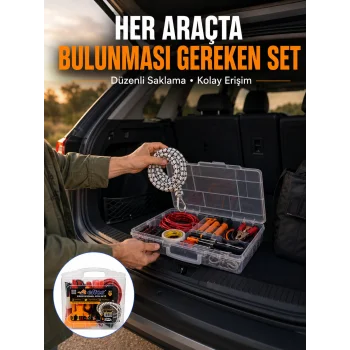 27 Parça Oto Güvenlik ve Bakım Seti Şeffaf Taşıma Kutulu Araç Ekipman Çantasız