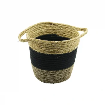 2IN1=İP ÖRGÜLÜ - HASIRÇİFT KULPLU SEPET - ORGANİZER Ç-TABAN:17CM--AĞIZ:24CM - Y: 22CM (5047)