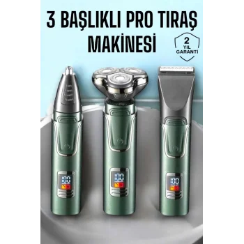 3 Başlıklı Profesyonel Saç ve Sakal Bakım Seti Vücut, Burun ve Kulak Tüy Alma
