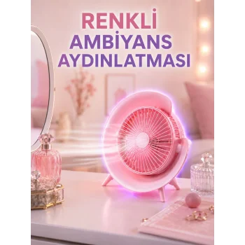 3 Hız Ayarlı USB Şarjlı RGB Masa Fanı