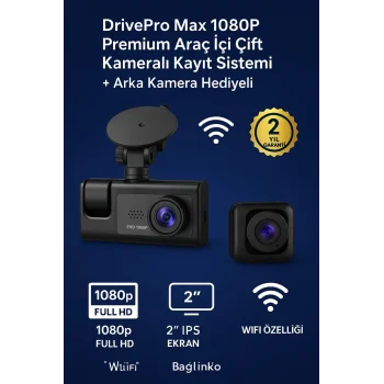 3 Kameralı 1080p Araç İçi Kamera Lcd Ekranlı Geri Görüş Destekli Gece Görüşlü G Sensörlü