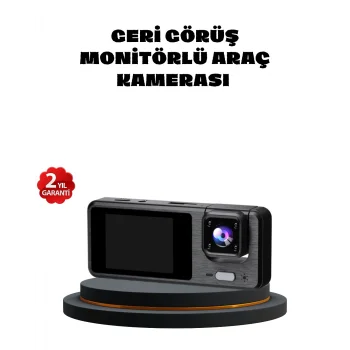 3 Kameralı Araç DVR 1080P Ön + HD Arka + İç Kamera Döngü Kayıt 2’’ Ekran
