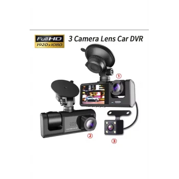3 Kanal Araba Dvr Hd 1080p 3 Lensli Araç İçi Kameraüç Yönlü Kamera Dvr Araç Kamera