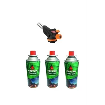 3 Kartuşlu Çakmak Pürmüz Seti  Turbo Tourch Kamp Piknik Pürmüz Seti