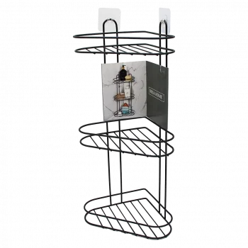 3 KATLI  SİYAH METAL KÖŞE RAFI (5047)