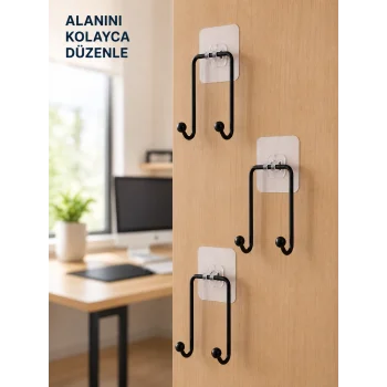 3lü Yapışkanlı Askı Seti Ev Banyo Mutfak İçin Çok Amaçlı Askılık