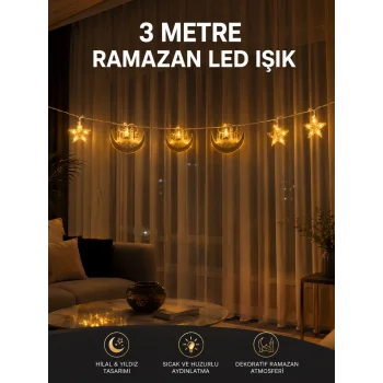 3 Metre Ramazan LED Saçak Işık Ev İçi Dekoratif Aydınlatma