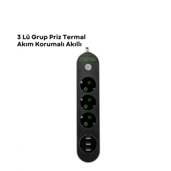 3 USB Portlu Üçlü Priz CXE103