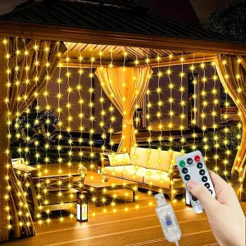 300 Ledli 10 Sarkıt Perde Led Işık-8 Fonksiyon, Uzaktan Kumandalı, 3x3 Metre (5047)