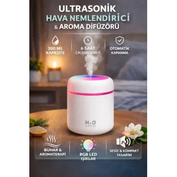 300 Ml Ultrasonik Led Işıklı Hava Nemlendirici Aroma Difüzörü