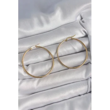 316 Çelik Gold Renk 43 mm Halka Model Kadın Küpe
