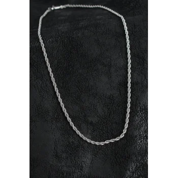 316L Çelik Burgu Zincir Model Gümüş Renk Erkek Kolye