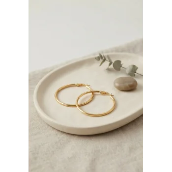 316L Çelik Gold Renk 36 mm Halka Küpe