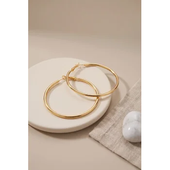 316L Çelik Gold Renk 46 mm Halka Küpe