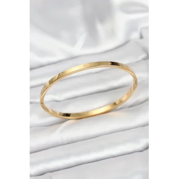 316L Çelik Gold Renk 65 mm İnce Kadın Kelepçe Bileklik