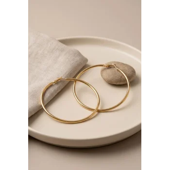 316L Çelik Gold Renk 66 mm Halka Küpe