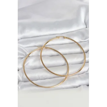 316L Çelik Gold Renk 70 mm Kadın Halka Küpe