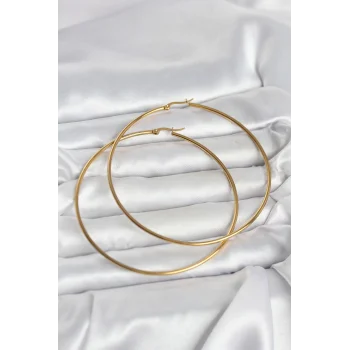 316L Çelik Gold Renk 80 mm Kadın Halka Küpe