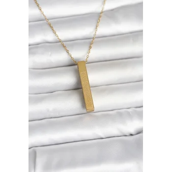 316L Çelik Gold Renk Ayetel Kürsi Yazılı Bar Çubuk Kolye