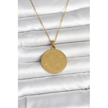 316L Çelik Gold Renk Ayetel Kürsi Yazılı Kolye