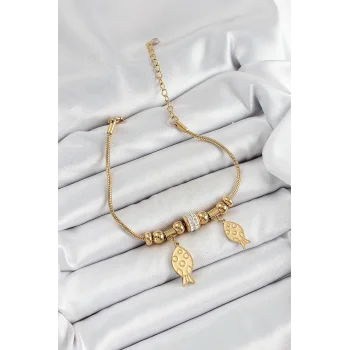 316L Çelik Gold Renk Balık Model Kadın Bileklik