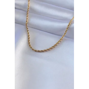 316L Çelik Gold Renk Burgu Model 45 cm Kadın Kolye