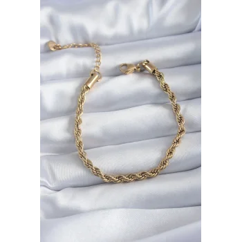 316L Çelik Gold Renk Burgu Model Kadın Bileklik