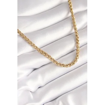 316L Çelik Gold Renk Burgu Zincir Model Kadın Kolye