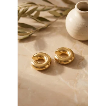316L Çelik Gold Renk Çiftli Earcuff Küpe