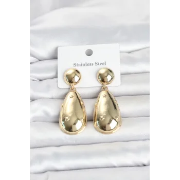 316L Çelik Gold Renk Damla Model Kadın Küpe