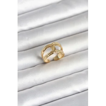 316L Çelik Gold Renk Düğüm Model Kadın Yüzük