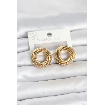 316L Çelik Gold Renk Halka Model Asorti Kadın Küpe