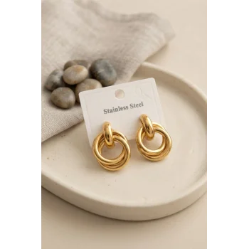 316L Çelik Gold Renk Halka Model Küpe