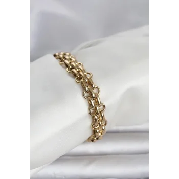 316L Çelik Gold Renk Hasır Zincir Model Kadın Bileklik