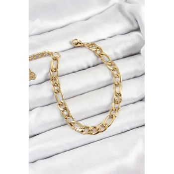 316L Çelik Gold Renk Kalın Zincir Erkek Bileklik