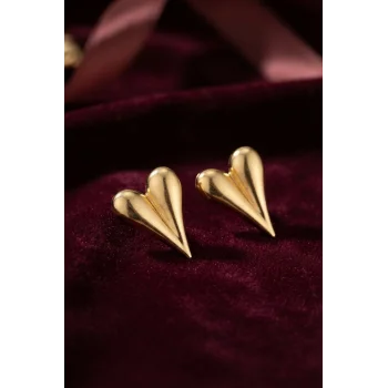 316L Çelik Gold Renk Kalp Model Küpe