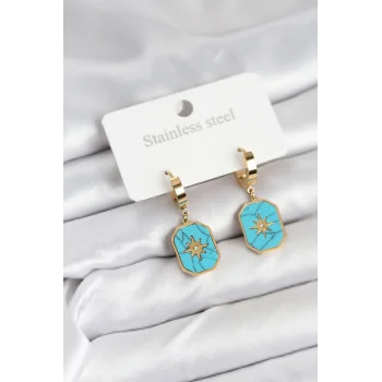 316L Çelik Gold Renk Kutup Yıldızı Model Kadın Küpe