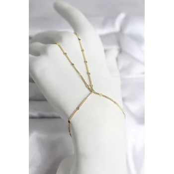 316L Çelik Gold Renk Parçalı Ezme Zincir Model Kadın Şahmeran