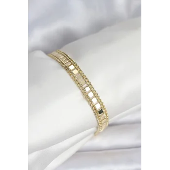 316L Çelik Gold Renk Pullu Zincir Model Kadın Bileklik
