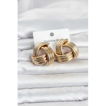 316L Çelik Gold Renk Sarmal Model Kadın Küpe