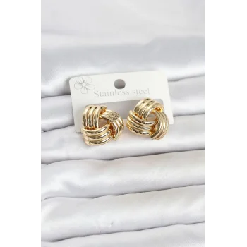 316L Çelik Gold Renk Sarmal Model Kadın Küpe