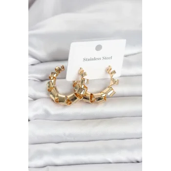316L Çelik Gold Renk Spiral Halka Kadın Küpe