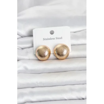 316L Çelik Gold Renk Top Model Kadın Küpe